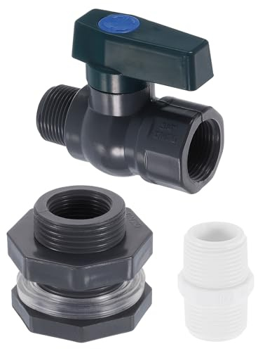 QUARKZMAN 1 Juego Lluvia Barril Grifo Kit, Plástico Lluvia Barril Espita con 3/4 GHT Mamparo Accesorio, Blanco Jardín Manguera Adaptador para Agua Tanque Acuario, Gris