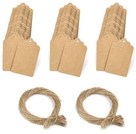 JUGUTA 100 Etiquetas De Regalo De Papel Kraft Etiquetas De Papel Kraft Colgante Rectangular Con Cuerda De Yute Para Regalos De Boda