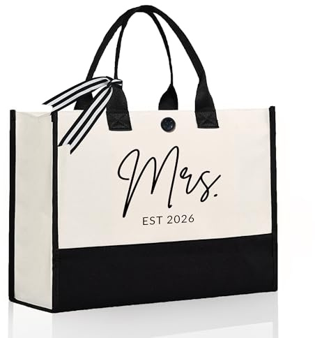 Afterprints Mrs Canvas Tote Bag for Bride 2026, Bride Gifts for Bridal Shower, Wedding Gifts for Bride to Be, Future Mrs, Engagement, Bachelorette Party Gift