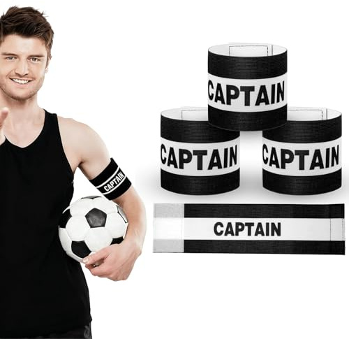 AABDTYYD 3pcs Black Captain's Armband Football, Kids Captain Armband Adjustable Breathable Sport Accessory for Football Rugby Basketball, Youth Adults Junior Boys Girls Team Match (Black)