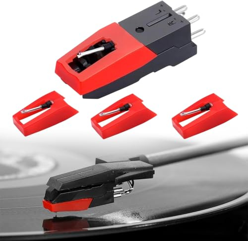 YUVKIN Cellule de Platine Vinyle avec 4 Saphirs de Rechange, Compatible avec Crosley, ION, Jensen, Bush et Teac – Ensemble de Remplacement pour Tourne-Disque