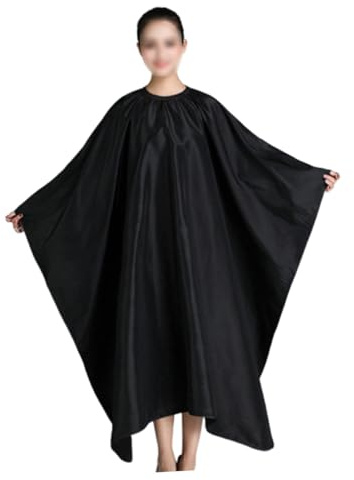 HAMPPLIES Mantellina Parrucchiere con Maniche Protettive Grembiule Professionale per Taglio e Tinta Capelli Mantello Unisex in Materiale Leggero e Resistente Nero Regolabile per Salone e