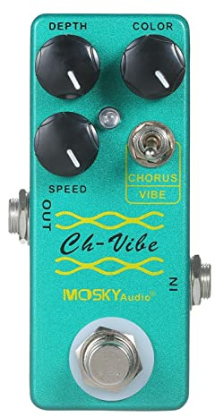 Fesjoy Enkel Mini Chorus/Vibe-effektpedal med True-Bypass-krets, djup- och Hastighetskontroll för Gitarrister, Metal Green