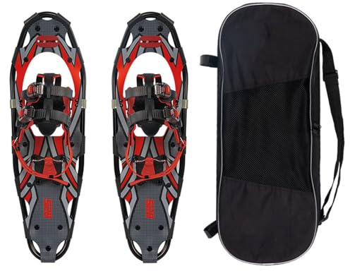 kranero 21/25/30 Inch Weight Snowshoes Snow Shoes Cross Country Skis Heel Lift Toe Box for Women Men Youth Carrying Bag Snow Baskets(赤,825)