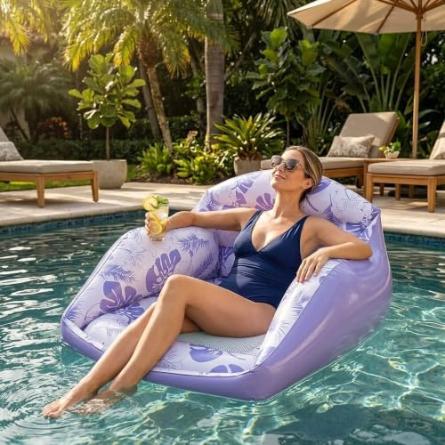Fauteuil Flottant pour Piscine, Fauteuil Piscine Gonflable, Le Fauteuil Flottant Premium 4 en 1,Matelas et Fauteuil Flottant pour Adultes, Plage et Vacan