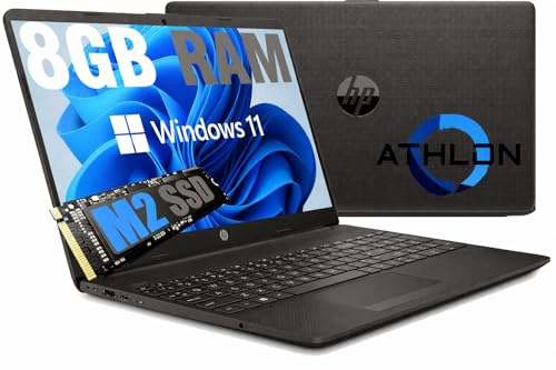 HP Notebook 255 G8 Pc portatile,Display HD 15.6,Cpu Amd Athlon,fino a 2,60 GHz,Ram 8 GB DDR4,SSD M.2 Nvme 256 Gb, Bluetooth, WIFI,Porta Lan RJ-45,Windows 11