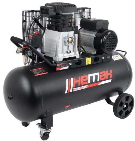 HEMAK HK-R100+ Kompressor Riemenantrieb großer 100L Kessel 230V 4PS - 3000W 10 Bar Ölgeschmiert Druckluft