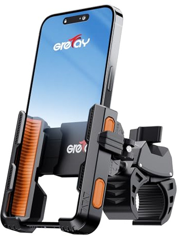 GREFAY Bicycle Phone Holder Motorcycle Phone Holder 【1S Quick Release Robust Connections】 Anti Shake Universal 360° Bicycle Handlebar Holder for iPhone 15/14/13 Samsung S23/S22 4.5-7 Smartphone