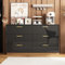PREMTURE 140cm Kommode Schwarz mit 6 Schubladen Moderne Sideboard,Sideboard mit 6 Schubladen für Wohnzimmer,Schlafzimmer, MDF,40 x 80 x 140 cm