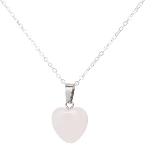 Beebeecraft 1 caja de 10 piezas de Collar con Colgante de Corazón de Cuarzo Rosa Natural con Piedra Geométrica En Forma de Corazón Colgante de Cristal para Regalo de Mujer