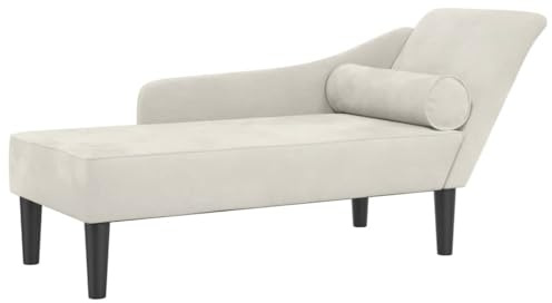 vidaXL Chaiselongue, Indoor Lounge Sofa mit Kissen, Gepolsterte Recamiere für Wohnzimmer Schlafzimmer Büro, Relaxliege Couch, Creme Samt