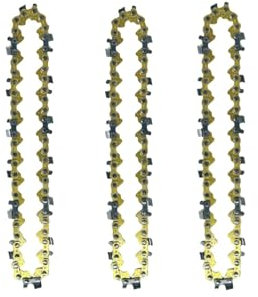 Lame de scie à chaîne dorée de 4 Pouces, Mini scie électrique Portable sans Fil, 28 nœuds, 14 Couteaux, tronçonneuses, Mini scie à Batterie for Outils de Jardin en Bois(3pcs 4-inch Chain)
