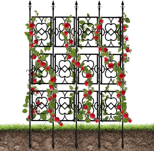 Kalolary Lot de 4 Treillis de Jardin pour Plantes grimpantes, 1,5 m en Plastique pour Plantes en Pot, antirouille et épais pour vignes, Fleurs, légumes, intérieur et extérieur