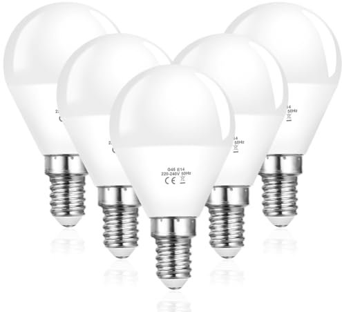 Vicloon 5 Stück E14 LED Lampe G45, LED Glühbirne Leuchtmittel 6W 600 Lumen ersetzt 40W Glühlampen, 6500K Kaltweiß, AC 220V-240V, Nicht Dimmbar Energiesparlampe