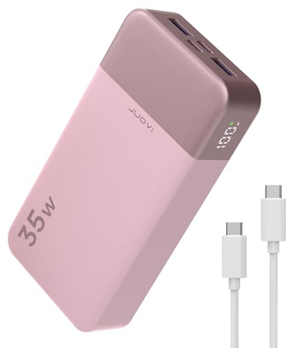 JUOVI Power Bank 35W 20000mAh Bärbar Laddare Snabb Laddning | Snabb Laddning med 2A&2C USB portar, LED Display Externt Batteri Paket för iPad Tablet iPhone Samsung Galaxy etc.
