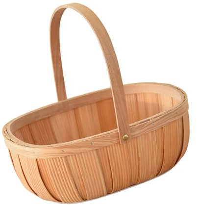 Cesta grande de mimbre para pícnics con asa, accesorios para jardín, frutas, caramelos, vino y huevos de Pascua