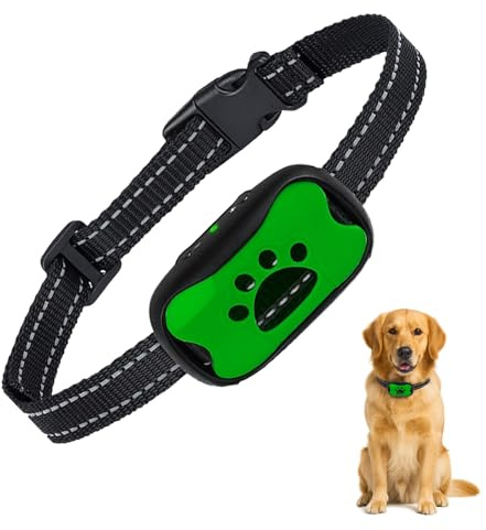 Puppy Safe Collier Anti-Aboiement pour Chien – sans Douleur ni Choc Électrique, 7 Niveaux Sensibilité, Vibration + Son, Taille Réglable,Rechargeable (Green)
