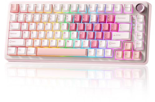 YUNZII B75 PRO Trådlöst Mekaniskt Tangentbord,75% Speltangentbord Packning Hot Swap Anpassat Tangentbord Med Knapp,Förslubbade Brytare RGB,BT/Type-C/2.4G (White Heart, Milk Switch) | 75 % med hjul, Bluetooth/2,4G/trådbunden, gasket, Hot-Swap, försmord brytare, PBT-tangenter, QWERTY, för Win/Mac