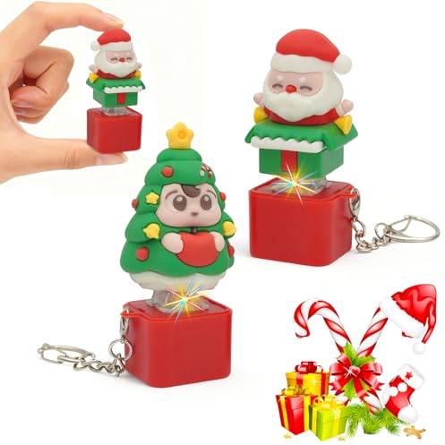 TaimeiMao 2 Piezas Llavero Anti-Estrés, Llavero Tecla de Navidad, Keycaps de Papá Noel con Luz – Para Aliviar la Ansiedad y el Nerviosismo, Ayuda para la Concentración