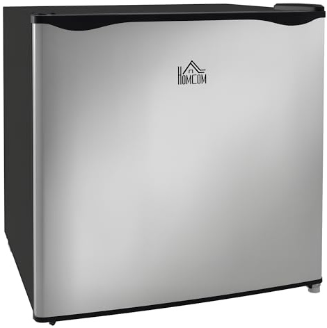 HOMCOM Mini Frigo Bar 35L, Frigorifero Piccolo Silenzioso, Libera Installazione, Temperatura Regolabile -14 ℃- -24℃, Ripiano Rimovibile, Porta Reversibile, Ufficio, Camera, Classe E, 47x44.2x48.8 cm