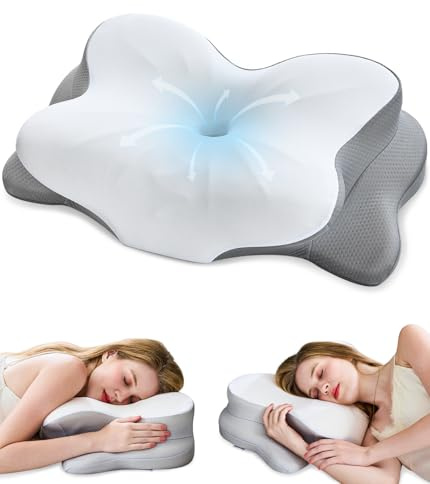 CosBed Nackenkissen, ergonomische Memory-Schaum-Kissen zur Linderung von Nackenschmerzen mit atmungsaktivem Kissenbezug, konturiertes Nackenstützkissen für Seiten-, Rücken- und Bauchschläfer