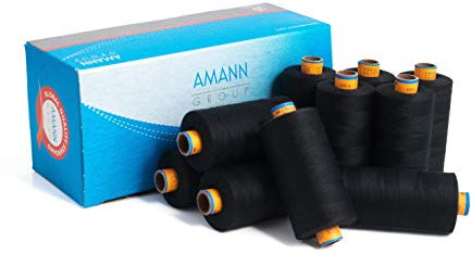 Amann Nähgarn - Stärke 50 - Schwarz - 10 x 500m - Leder & Jeans - Nähmaschinengarn - Universal Nähgarn