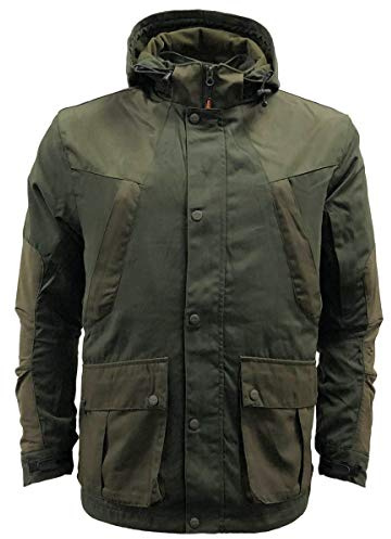 Mens Scope Waterproof Jacket | Multipocket Hooded Mesh Lined Hunters Green