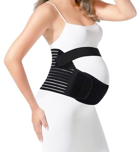 URPLITY Cintura di sostegno per maternità regolabile da donna in vita per addome, fascia per pancia e gravidanza, traspirante e confortevole, Nero , XXL