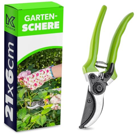 KADAX Bypass-Schere mit rutschfesten Griffen, Gartenschere mit Antihaftbeschichteten Klingen, Gartenwerkzeuge aus Stahl, Gartenzubehör (21cm)