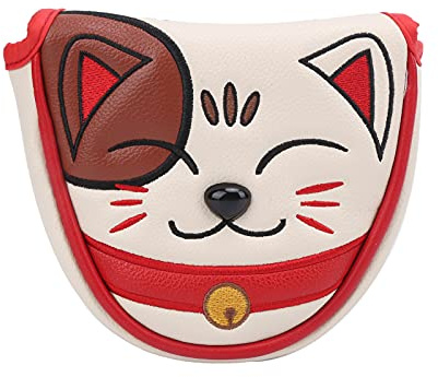Cubierta del putter del eje del centro de golf, Lucky Cat Cubierta de la cabeza del mazo de golf impermeable Protector del protector de la cubierta de la cabeza del putter del centro del club