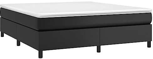 vidaXL Boxspring-sängram svart 180x200 cm konstläder, dubbelsäng, säng, säng ram, dubbelsängar, sängar, säng ramar, resårmadrass, resårmadrasser