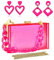 LaVenty Rosa Handtasche Transparent Clutch Pink Clear Tasche Damen Neon Durchsichtige Handtaschen Ohrringe