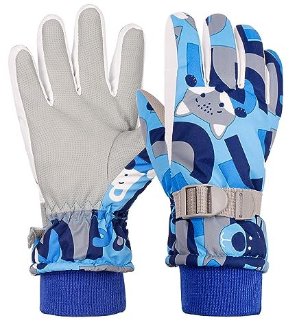 Gukasxi Skihandschuhe Kinder wasserdichte und Winddichte Schneehandschuhe Winter Fleece Fahrradhandschuhe für Junge/Mädchen Winterhandschuhe für Wintersport Skifahren Snowboard Wandern Radfahren