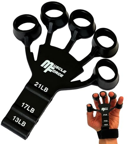 MuscleForge® Finger Trainer, Estensore delle Dita in silicone per rafforzare la forza della presa, 3 Livelli di Regolazione 6-10 kg, Gripper Strength Trainer per L'allenamento delle Dita e avambraccio