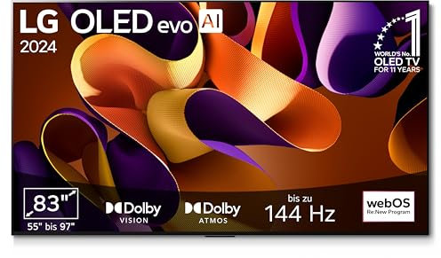 LG OLED83G48LW TV 83 (210 cm) OLED evo Fernseher (α11 4K AI-Prozessor, webOS 24, Dolby Vision, bis zu 120Hz) [Modelljahr 2024]