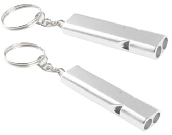 HRLORK 2 Pieces Emergency Whistle Outdoor Survival Safety Whistle Metal Keychain Whistle with Training Pet Camping Hunting Hiking