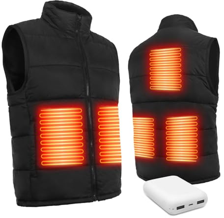 Warm Storm Heated Vest for Men Women-5 Heating Zones, 3 Temperature Levels (77°F-131°F), 10000mAh Battery Included, Water Resistant, Size Adjustable Lightweight Vest for Hiking Camping Cycling