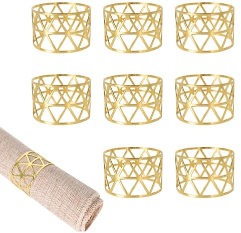 Anillos De Servilletas 8 Piecas Servilleteros De Mesa Metálicos, Servilleta Hebilla, Anillos Servilleteros, Napkin Rings,Servilleteros Hueco Para Mesa,Para Boda,Fiesta,Decoración Mesa (Oro, 3*4.5cm)