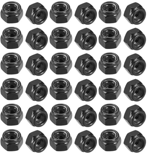 XPEX 50 Pièces Ecrous Hexagonal M6,Ecrou Frein En Acier Inoxydable,Écrou Autobloquant Noir Pour Vis,Boulons Et Tiges Filetées,Réglage Et Fixation Intérieur Et Extérieur