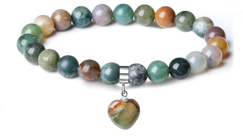 AWARDSEN Crystal Heart Bracelet - 8mm Natural Beads for Women, Ladies, Mum with Healing Properties