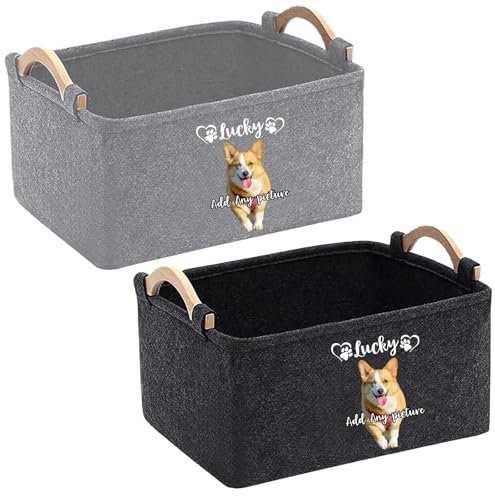 Cesta per cane con nome personalizzato, cestino per giocattoli, scatola portaoggetti pieghevole, cibo e vestiti per cane, altri articoli per animali domestici (Type E)