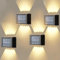 FORNORM Up and Down Solar Wall Lights 4 Pack, Waterproof Solar Fence Lights, 10 LED Outdoor Wall Lamps for Fence, Yard, Front Door, Pathway Garden Decoration, Auto On/Off