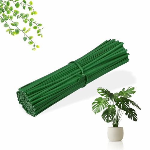 Garden Wire Green Plastic Coated Reusable Cable Twist Ties Flexible Wire Plant Support Ties For Home Office Garden Farms Climbing Vines Fruits Tying Plants Shrubs Flowers Vegetables 25cm (100Pc)