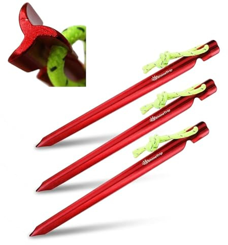 ThaiRoot Picchetti per tenda in lega di alluminio, 10 picchetti da 15 cm, picchetti forti da terra, robusti picchetti da campeggio con tiranti riflettenti