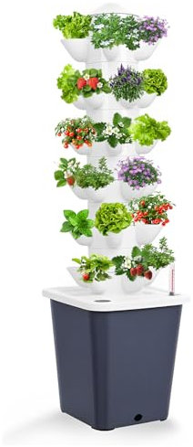 LIROPAU Culture Hydroponique à 30 dosettes, Tour hydroponique 6 étages, Système de Culture Hydroponique de Jardin pour Herbes, Fruits et Légumes avec Pompe hydratation et réservoir d'eau de 10l
