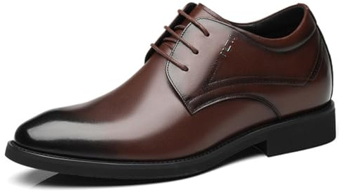 VIBLiSS Zapatos De Vestir De Aumento De Altura Invisible para Hombres Ascensor Casual Oxford para Negocios De Bodas Casuales Formales,8cm Brown,41 EU