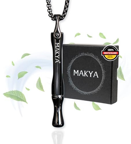 Makya V3 Black – Rauchentwöhnung Hilfsmittel – MEHR WIDERSTAND – Nikotin & Chemiefrei - Nicht Kompatibel mit Makya Taste Filter – Simuliert Rauchgefühl – Stressabbau & Atemtraining – Edelstahl Kette