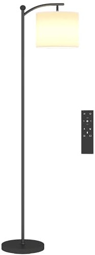 HOMCOM Lámpara de Pie LED Regulable Lámpara de Pie para Salón con Temperaturas de Color Ajuste Continuo 11 Niveles Control Remoto Temporizador de 60 Minutos para Dormitorio Oficina Sala de Estar Negro