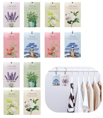12Pcs Wardrobe Fresheners, Scented Sachets for Wardrobes and Drawers, Multiple Fragrances, Hanging Air Freshener for Closet, Bathroom, Car, Travel