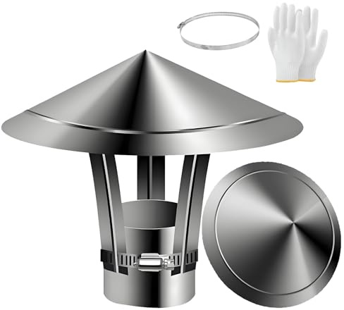50-300mm Comignolo Antivento Antipioggia per Camino Terminale Canna Fumaria, Copertura Abbattitore Fumi Stufa Pellet, Cappello Scarico for Esterni(150mm/5.9in)
